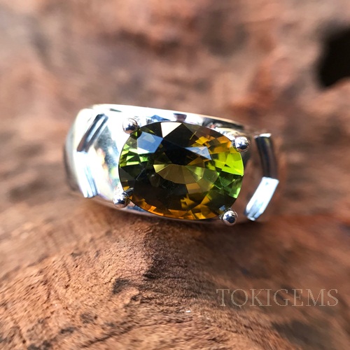 NHẪN ĐÁ CHỦ TOURMALINE HAI MÀU ĐỘC LẠ